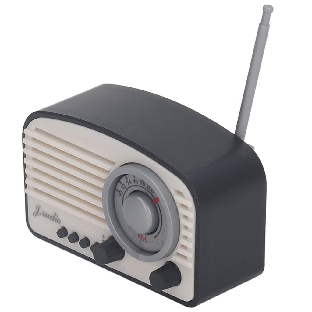Dollhouse Mini Radio Model Vintage Cute Decoration Realistic Dollhouse Radio Model Toy for Children Black