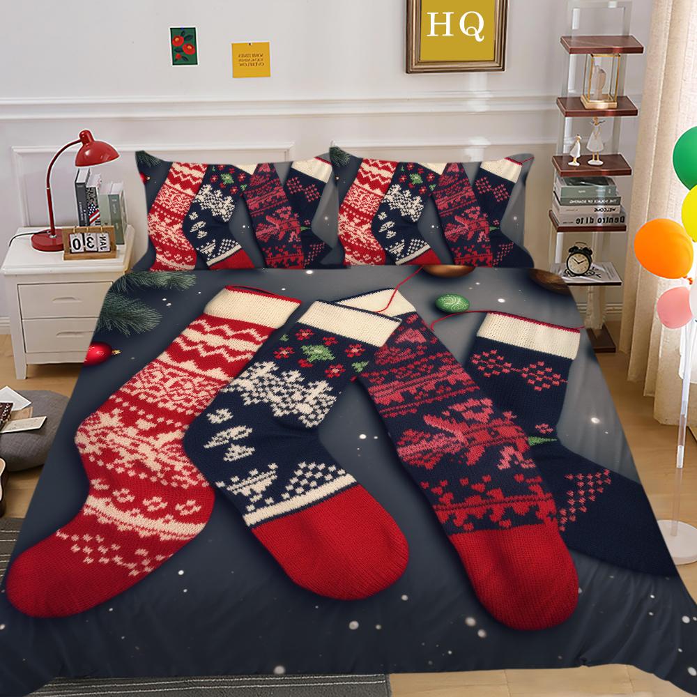 Microfiber Fabric Christmas Bedding Set Luxury HD Quilt Cover Pillowcase 2 or 3 AU/EU/DE/US Full Size Quick Drying Easy Cleaning Home Decoration