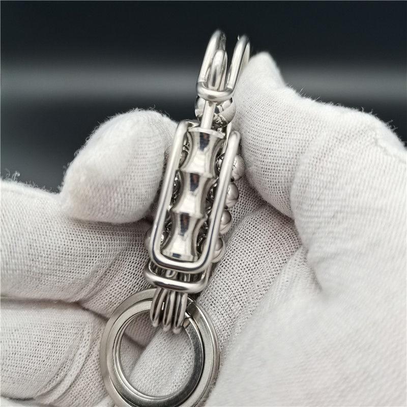 Stainless Steel Handicraft Key Ring Hanging Pendant Matte Bead Trinket Card Bag Keyring Creative Lovers Gift Small Decoration