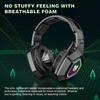 Onikuma B100 Wearable Wired Gaming Headset with Flexible Mic LED Lights Wireless  Earphone Dynamic RGB Lighting Effect 3 Mode Headphones