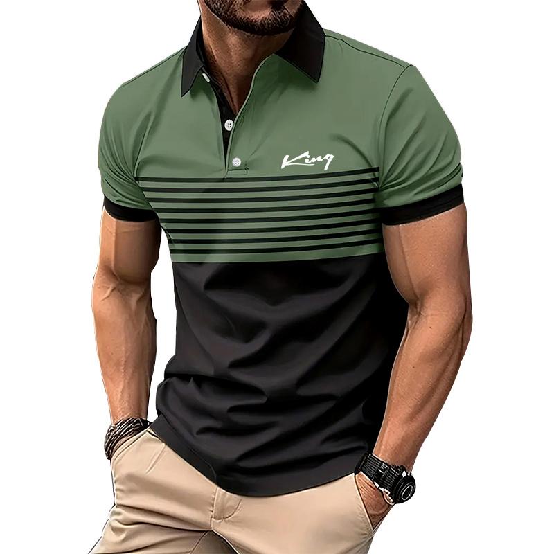 3D Digitální Tisk Pruhované Polo Tričko s Krátkým Rukávem Pánské Letní Ležérní Knoflíkové Polo Tričko s Límcem Golfové Polo Tričko Topy
