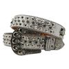 European and American Men and Women's Belts with Air-eye Jeans Fashionable Belt Rivets and Rhinestones Inlaid Wide Waist
