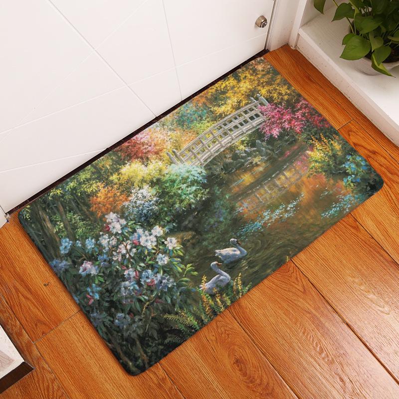 Carpet Door Mat Indoor Floor Mat Non-slip Rug Retro Oil Painting Printing Kitchen Entrance Door Mat