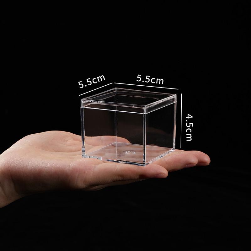 Transparent Square Acrylic Storage Box for Figures - Dustproof Food-grade Plastic, PS Wedding Candy Box with Lid