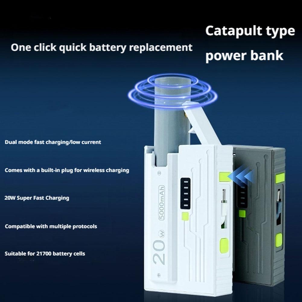 21700 battery box DIY kit with ejector plug Mobile power shell 20W fast charging Dual mode support small current No Batteries