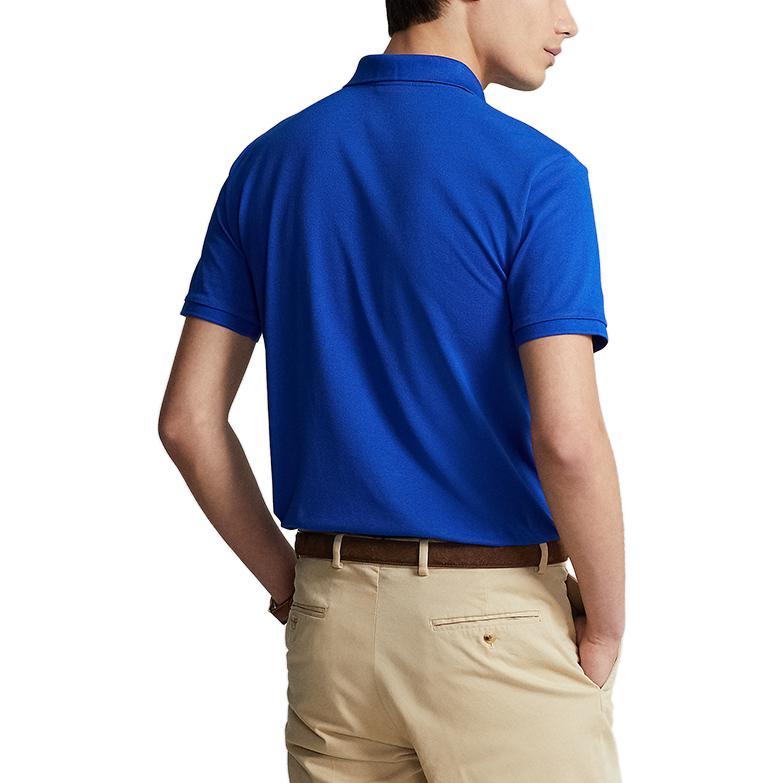 Polo Ralph Lauren FW23 Solid Custom Slim Fit Stretch Short Sleeve Polo Shirt Men Tops Blue MNPOKNI1N822461-401