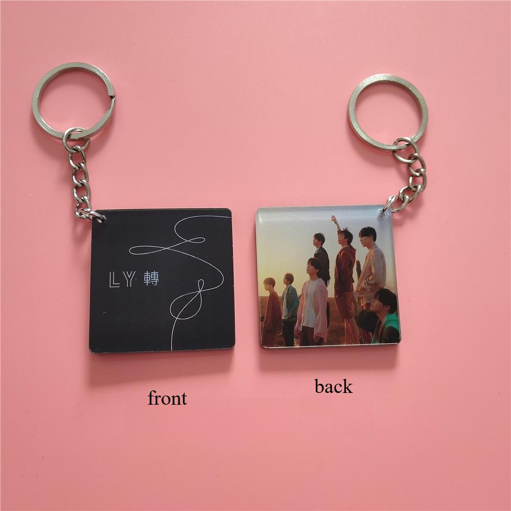 

Kpop Album Cover Acrylic Keychain, BTS Square Charm Key Ring, Bangtan Boys Fans Bag Accessory 6