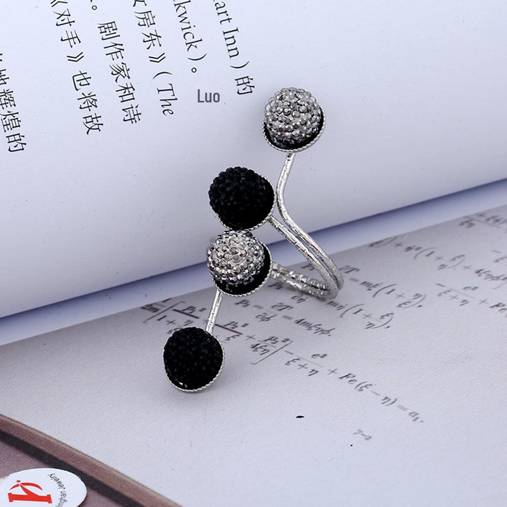 Korean Style Resin Diamond Alloy Bean Knuckle Ring - Retro Spring Design for Women