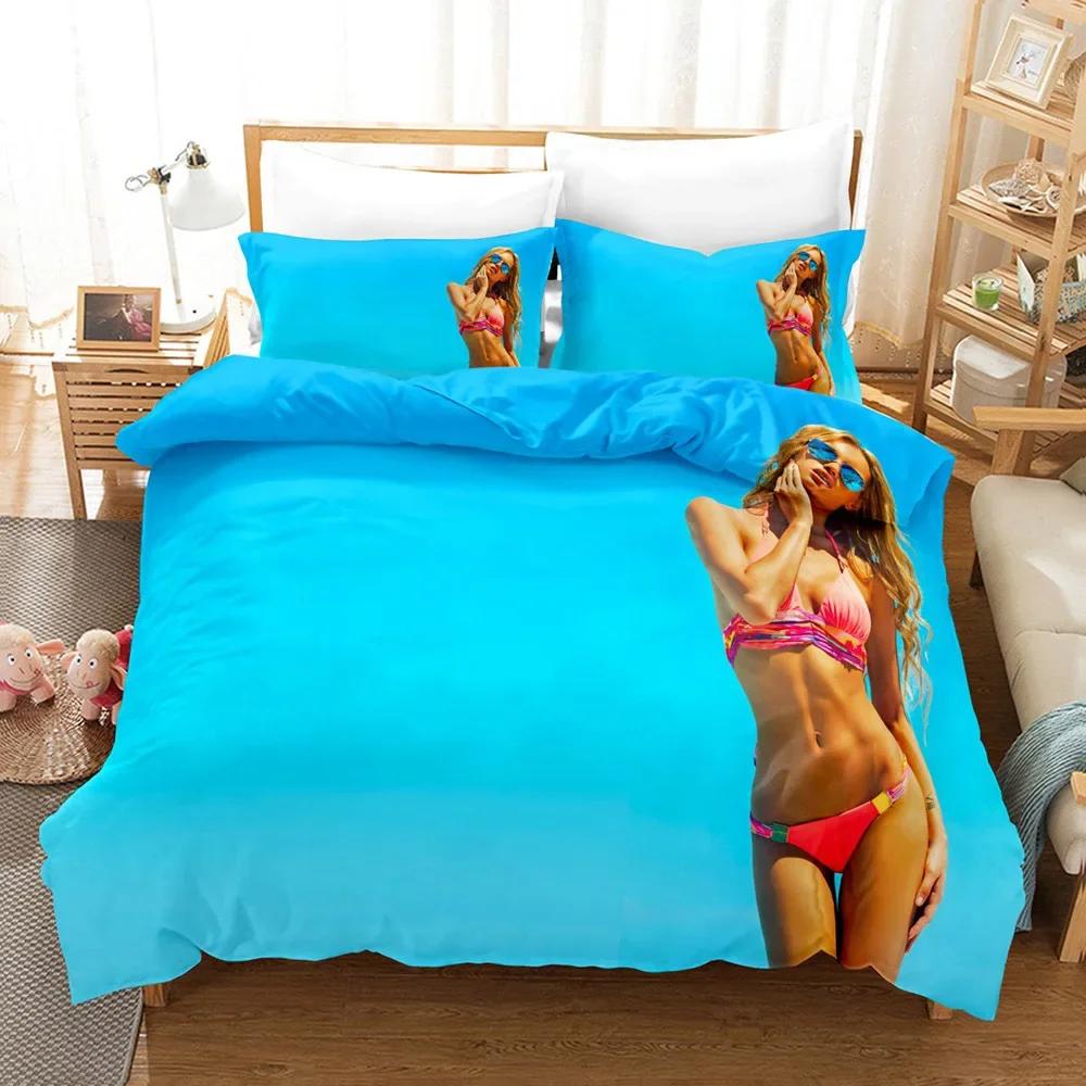 Bikiny Beauty Ložní souprava Krajina Ložní prádlo Povlečení Přikrývka Soupravy Povlečení Bytový dekor Twin Single Queen King Size Módní dárek Pláž