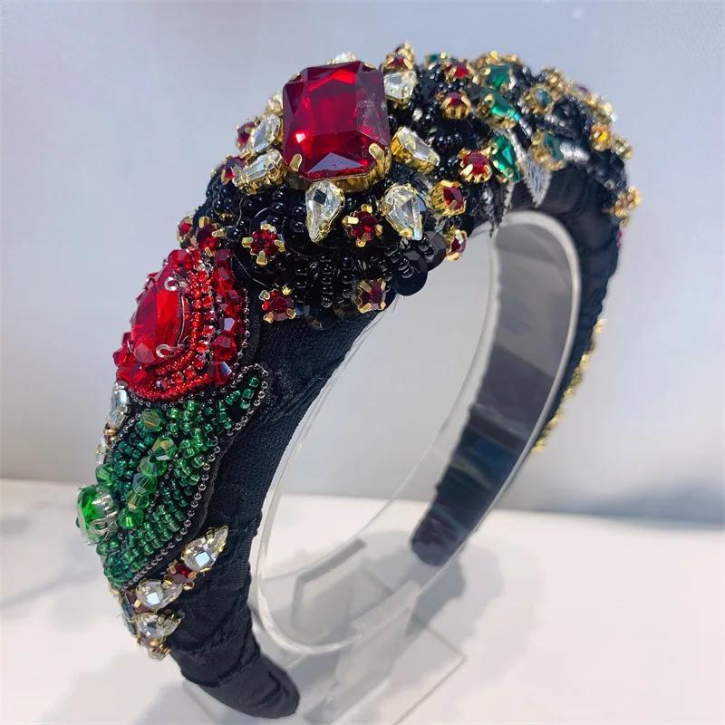 

Сверкающие розовые полностью кристальные принцессные ободки Стразы Барочные ободки для волос для женщин Аксессуары для волос Свадебная тиара для девочек