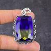 Bi-Color Tourmaline Gemstone Handmade 925 Sterling Silver Pendant 2.29" o7W95