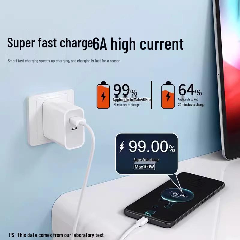 100W Fast Charging Type-C Cable for 66W Huawei Mate60 Pro/P40