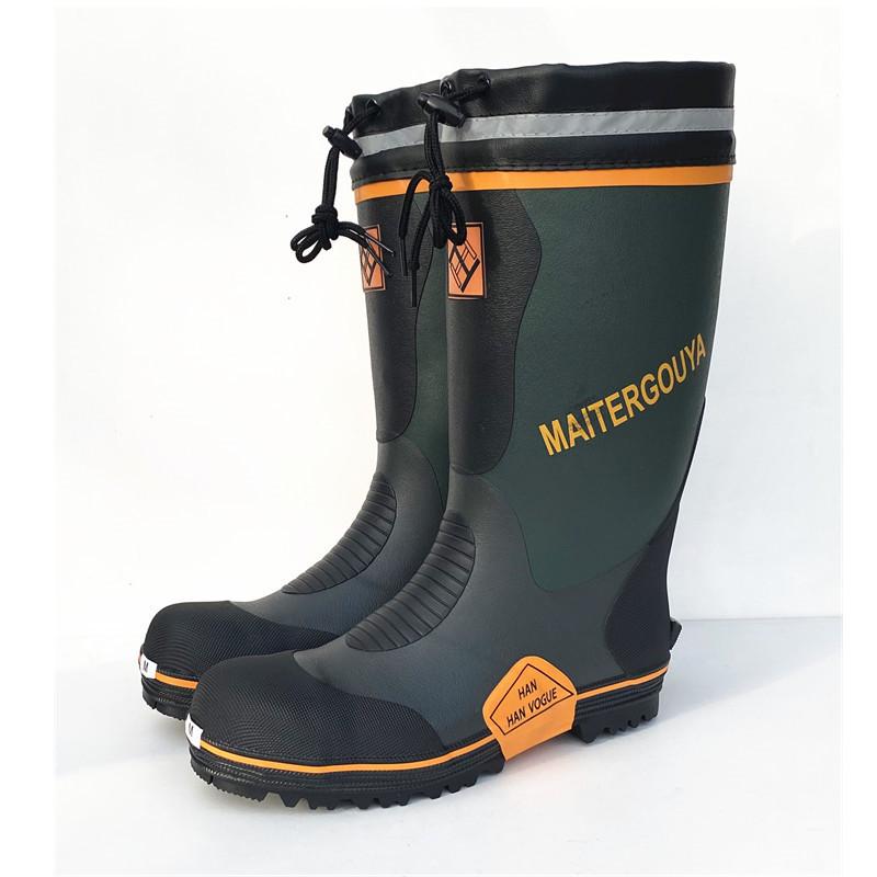 Men's High-Top Steel-Toe Puncture-Proof Rubber Rain Boots – All-Season, Anti-Smash, Soft Protective Footwear