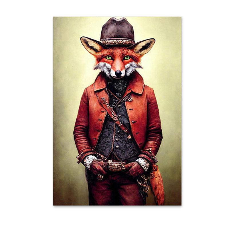 Retro Funny Animal Steampunk Cat Astronaut Rabbit Canvas Painting Posters Prints Wall Art Pictures for Living Room Home Decor