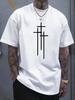 Herren Freizeit Trend kurzärmeliges T-Shirt mit einfachem Kreuzmuster-Print Atmungsaktives Freizeit-Oberteil für Streetwear-Outfits
