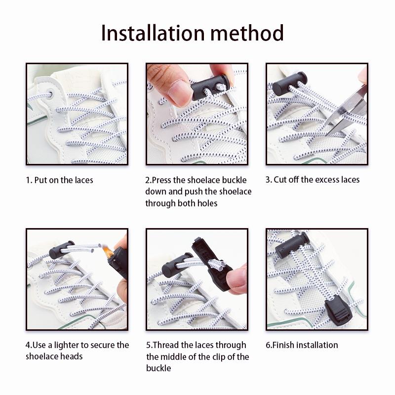 1Pair Elastic Shoe Laces Sneakers Tennis Lock Shoelaces Without Ties Adult Kids Round Shoelace Rubber Bands for Shoes Accesories