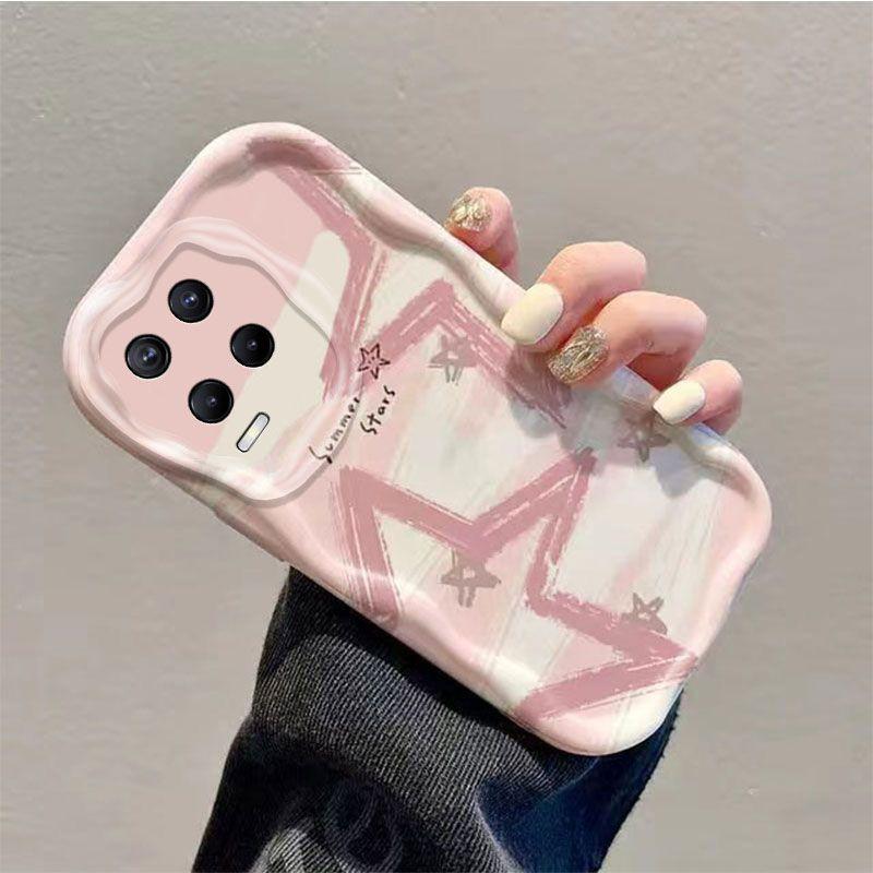 OPPOrealme8 Mobile Phone Case Pink Star Advanced All-inclusive Anti-drop Real Me 8Pro Ultra-thin Protective Case Soft Case