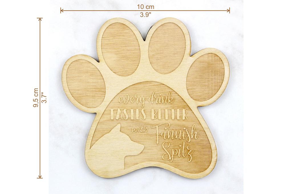 Finnish Spitz, Finnish Hunting Dog, Finnish Spets - Mug coaster, engraved coaster with dog, gift for dog lover by Art-Dog brand