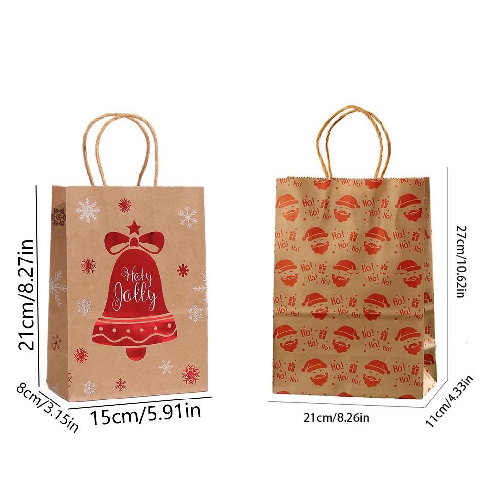 1set Santa Claus kraft paper bags, Christmas tote bags, party gift bags, and gift bags