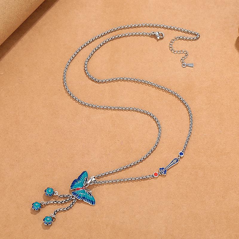 

Ретро этнический стиль эмалевое ожерелье с золотой рыбкой