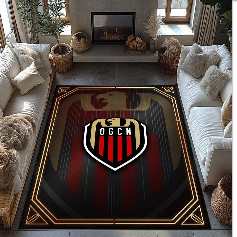 OGC Nice FC Soccer Football Pattern Soft Area Rug Non Slip Indoor Floor Carpet Sports Decor Mat for Bedroom