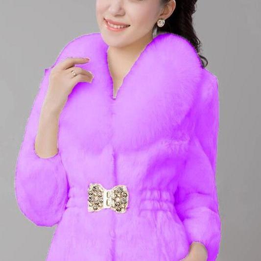 Autumn and Winter New Korean Version Imitation Rabbit Fur Short Fur Coat Women's Waist Middle-aged and Elderly Coat 30-50 Years Old