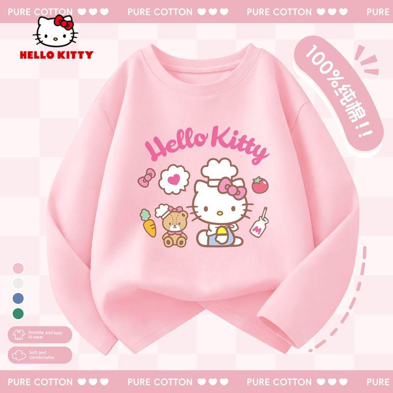 Hello Kitty Girls' Long-Sleeved T-Shirt 2026 New Kidsren's Spring Top Pink Spring Clothing Girls' Bottoming Shirt