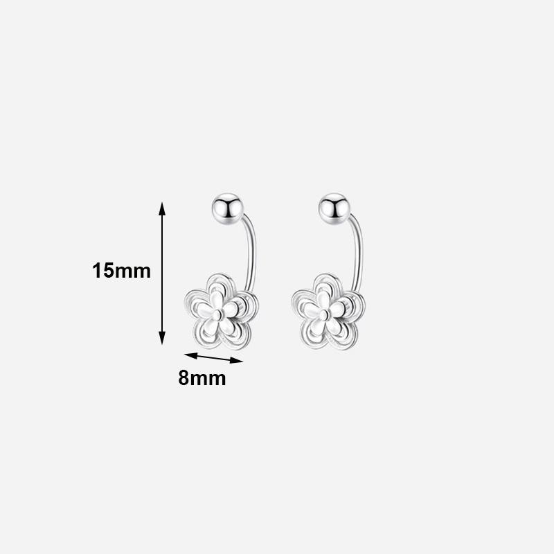 Real 925 Silver Lace Flower Bead Screw Stud Earrings For Women Party Classic Fine Jewelry Light Accessories