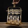Gold Leaf Glass Wine Set with Deer Stand