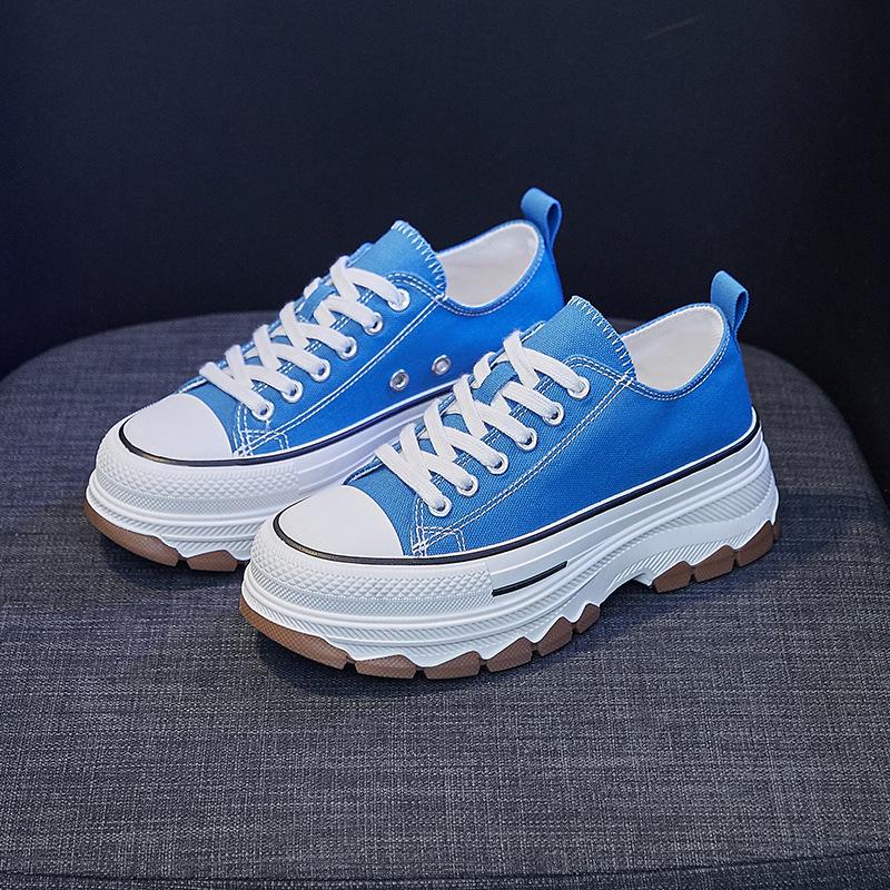 

Trendy 2025 Korean Style Women s Canvas Shoes, Breathable & Height-Boosting Thick Sole Board Shoes (MX2801) 36 синій