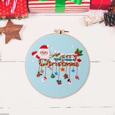Kit de Punto de Cruz Navideño con Bastidor de Bordar de 20 cm para Manualidades DIY