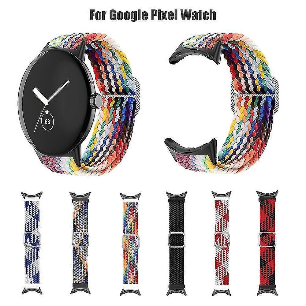 Weave Nylon Strap For Google Pixel Watch Band Rainbow Color Bracelet Replacement Designed