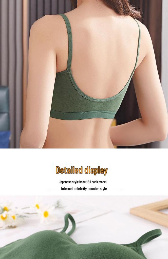 Wire-Free Pure Cotton Camisole with Chest Pad: Beautiful Back, Shockproof Fitness Yoga Bra