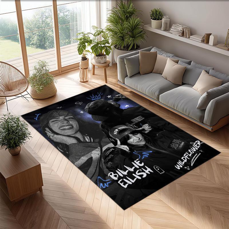 Soft Crystal Velvet Floor Rug,Billie Eilish Anti Slip Decorative Carpet, Plush Area Mat For Indoor Home Decoration