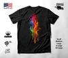 Colorful Flame Neon Graphic T-Shirt Black Unisex S-2XL