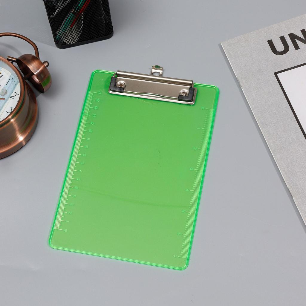 A4 Clear Colored Plastic Scale Clipboard Student Writing Board Artist Paint Pad Copying Plate Office School Folder Clip Mat Gift