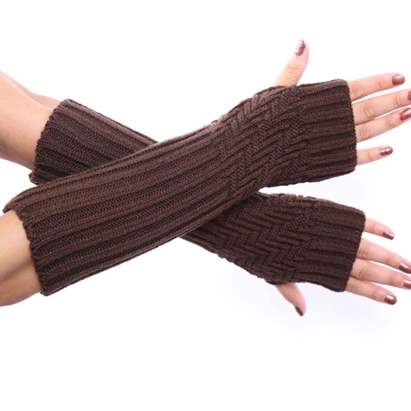 Half Finger Gloves for Typing Winter Knit Gloves with Thumb Holes Women Half Finger Mittens Stretchy Warm Long Gloves