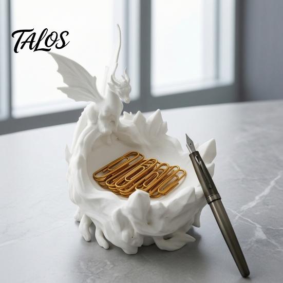 Decorative Key Bowl 3D Printed Fantasy Dragon Ring Tray, Gothic Coaster Dish for Keys Storage Tray Jewelry Coins, Desk Organizer Home Office,