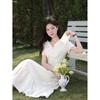 Vintage French Style Short Sleeve Maxi Dress