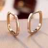 White Zircon Tiny Round Stone Square Hoop Earrings For Women Vintage Gold Color Ear Buckle Wedding Jewelry Engagement Party Gift