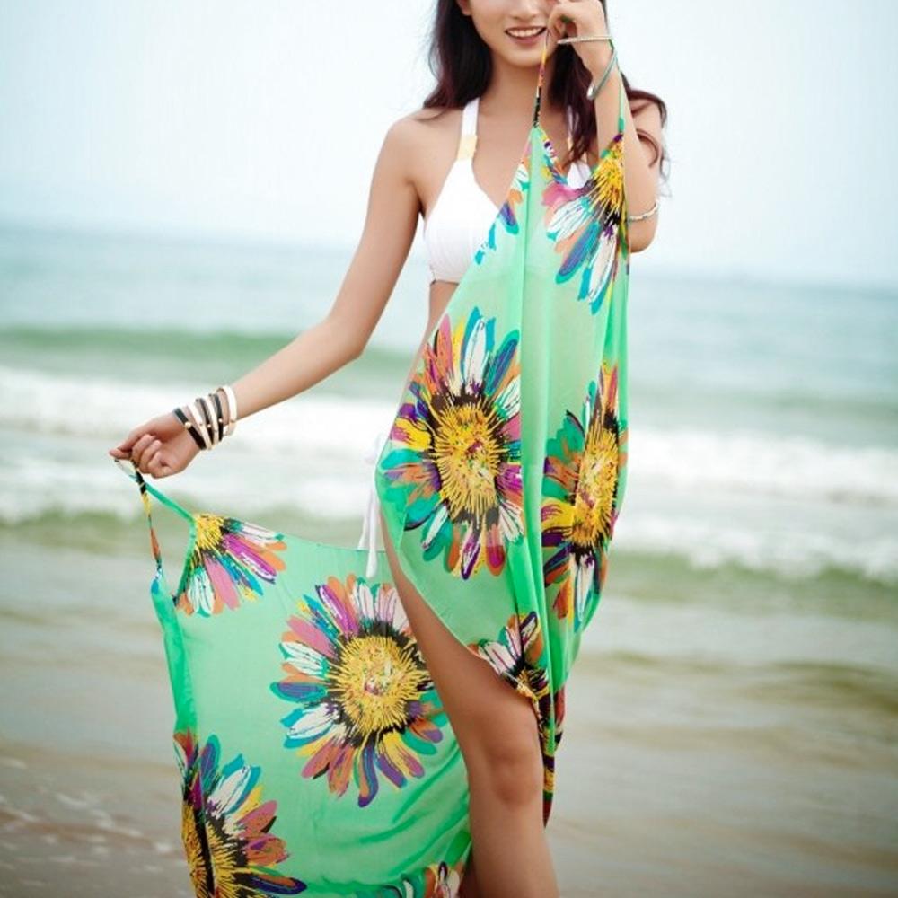 Women Sun Protection Beach Swimsuit Backless Skirt Bikini Cover Up Swimsuit Dress