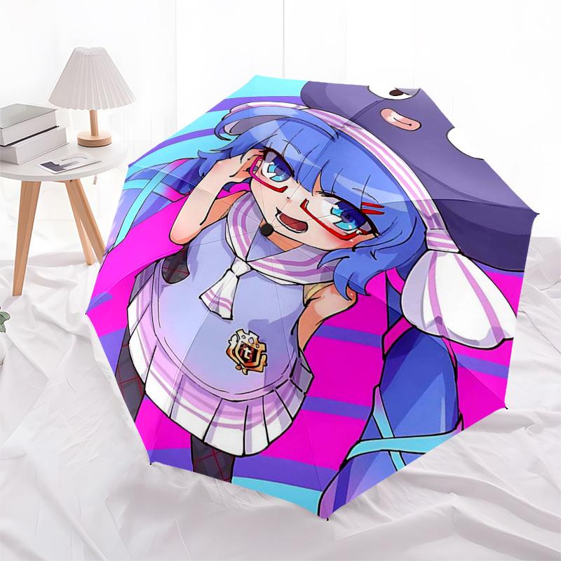 1 Stück Outdoor-Schirm mit süßem Anime-Charakter-Design - Automatisches Öffnen/Schließen, Tragbares 3-fach faltbares Design, 8-Speichen-Eisenrahmen - Perfektes Geschenk für F