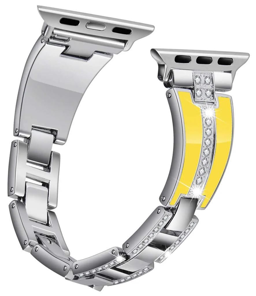 Resin+Metal Strap for Apple Watch 45mm 44mm 42mm 40mm 41mm 46mm 49mm Women Diamond Bracelet Iwatch Ultra 10 9 8 7 6 5 4 SE Band