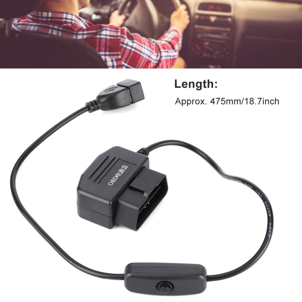 5V 2A Ausgang OBD2 Ladekabel 16-Pin Stecker OBD2 zu USB Adapter Auto-Ladegerät