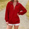 Women's Casual Fashion Half Zipper Lapel Solid Color Casual Top Sweatshirt
