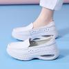 Women's Thick Soled Work Shoes Soft Soled Leather Breathable and Non-slip Nursing Shoes White Hollow Wear-resistant Casual Shoes