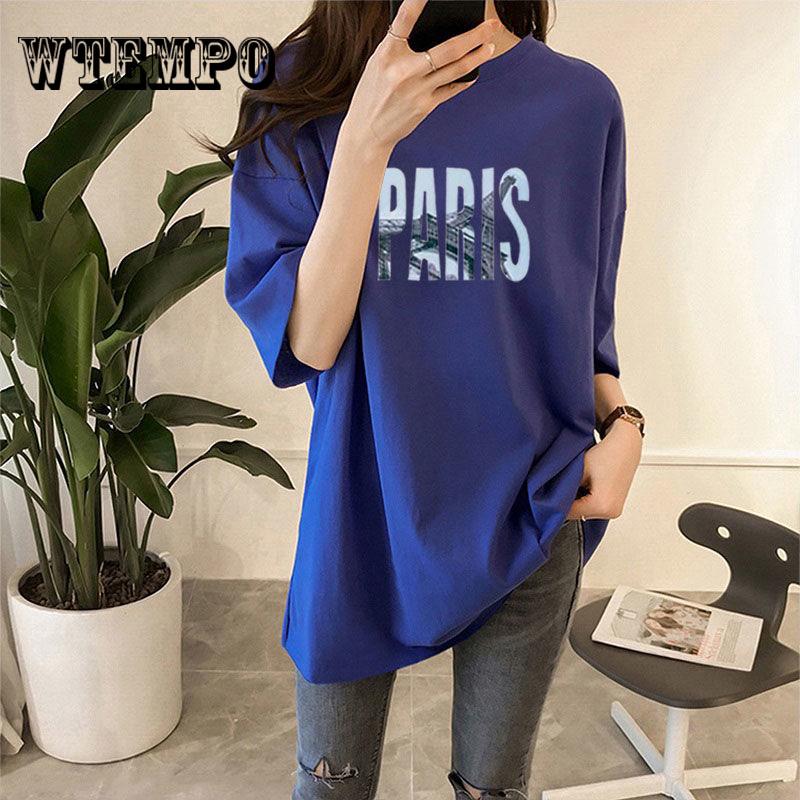 

WTEMPO Summer Women T-shirt Harajuku Letter Print Top Shirt Casual Style Women Tshirt O-neck