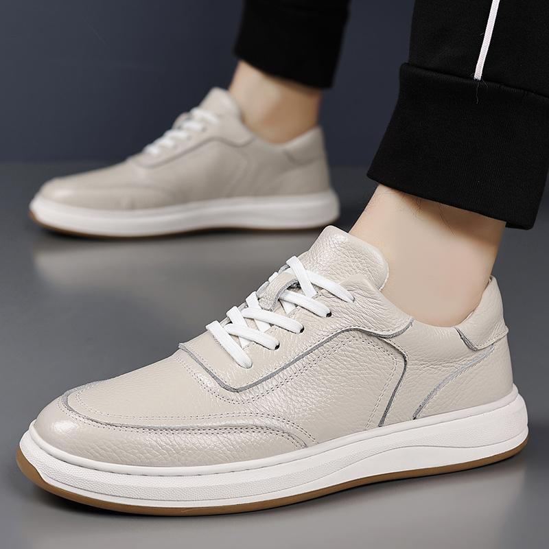 Fashion Genuine Leather Casual Mens Shoes Handmade Lace-up Outdoor Oxford Mens Sneakers High Quality Soft Bottom Skateboard Shoes Mens