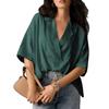 Trendy Women's Summer New Short-sleeved Lapel Casual Loose Top Solid Color Shirt