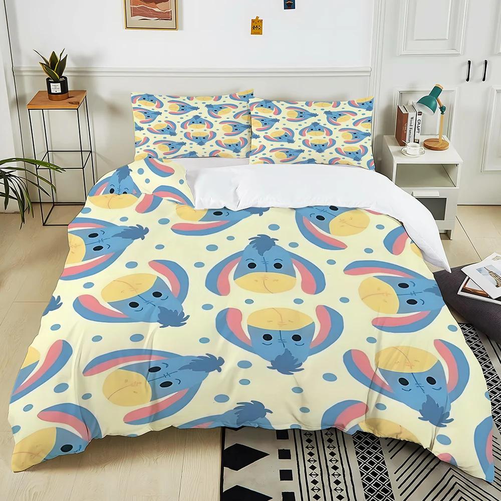 Winnie The Pooh Eeyore Printed Bedding Set 3Pc 1 Duvet Cover 2 Pillowcases Adult And Children Warm Soft Bedding Set Luxury Gift